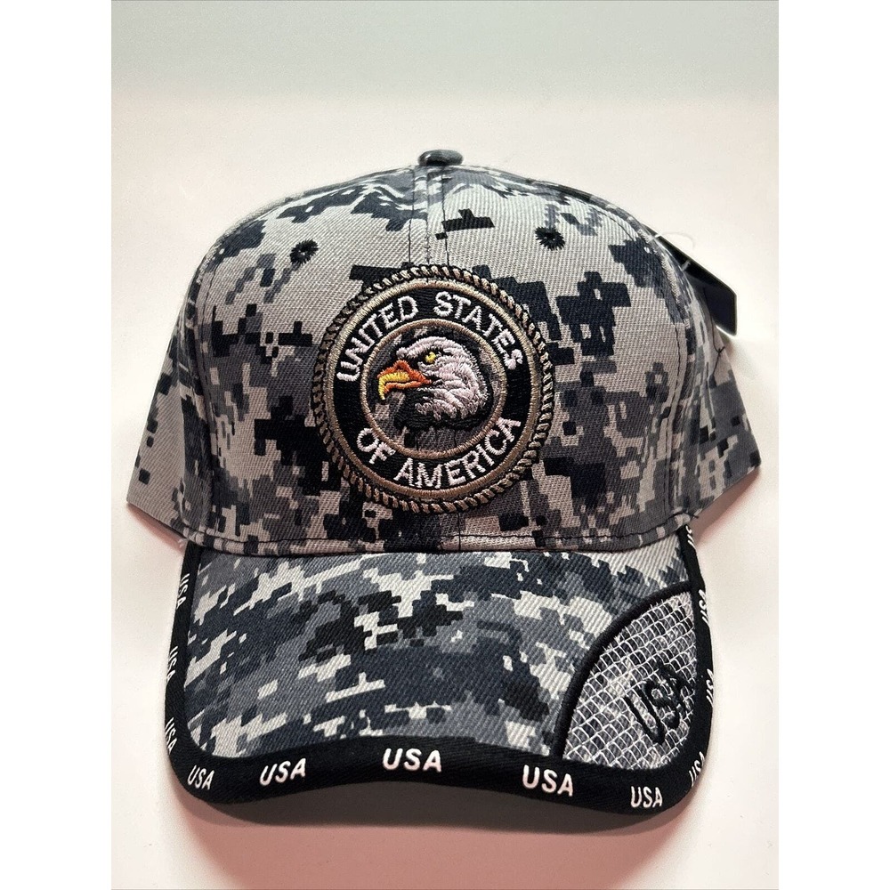 Men Cap United States of America USA Snapback MultiColor Gray Black Hat One Size